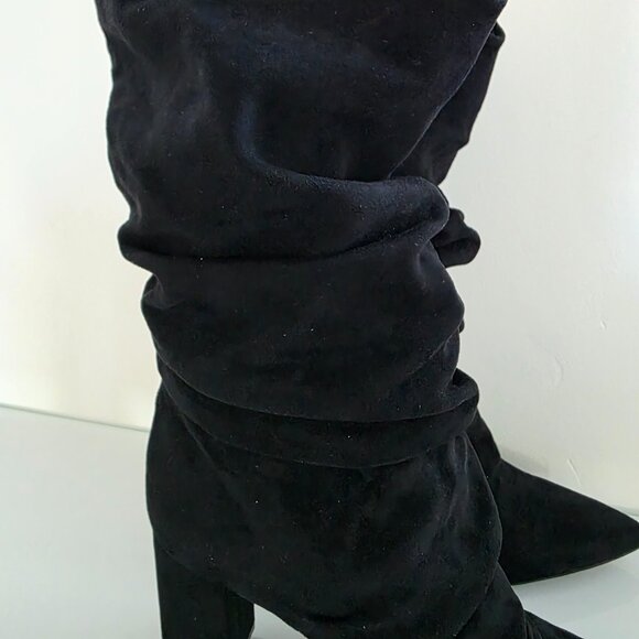 Marc Fisher Black Suede Slouch Boots Size 8M ๐ขโจ - Picture 3 of 16